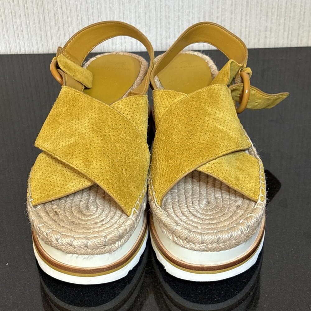 Marc Fisher 9 Platform Yellow Suede Leather Slingback Espadrille Sandals Gellyn - Picture 2 of 15